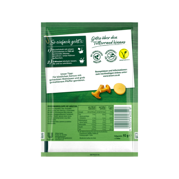 Knorr Kaiser Teller Eierschwammerl-Suppe mit Kräutern, vegan, 3 Teller